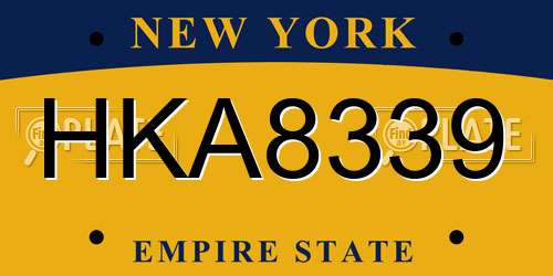 HKA8339 New York License Plate