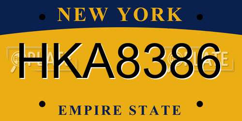 HKA8386 New York License Plate