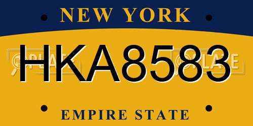 HKA8583 New York License Plate