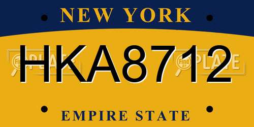 HKA8712 New York License Plate