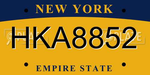 HKA8852 New York License Plate