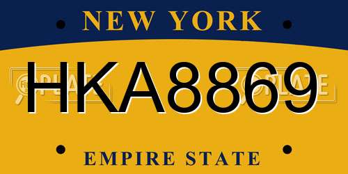 HKA8869 New York License Plate