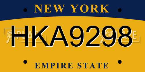 HKA9298 New York License Plate