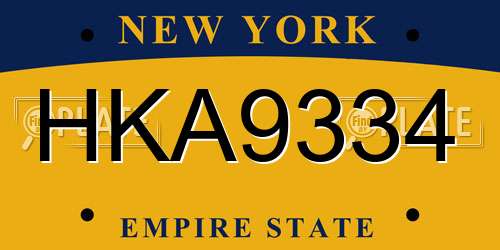 HKA9334 New York License Plate