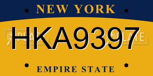 HKA9397 New York License Plate
