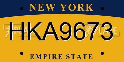 HKA9673 New York License Plate