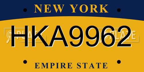 HKA9962 New York License Plate