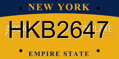 HKB2647 New York License Plate