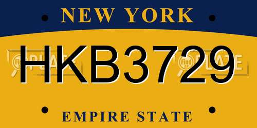 HKB3729 New York License Plate