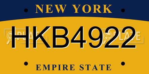 HKB4922 New York License Plate
