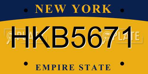 HKB5671 New York License Plate