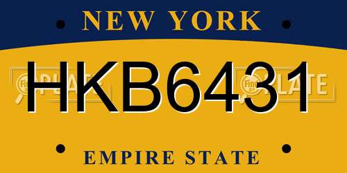 HKB6431 New York License Plate