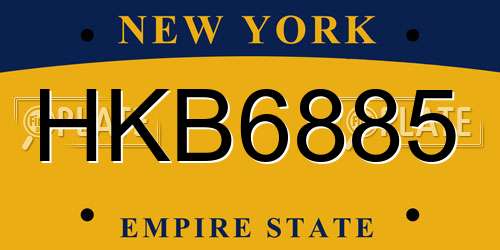HKB6885 New York License Plate