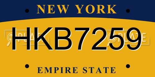 HKB7259 New York License Plate