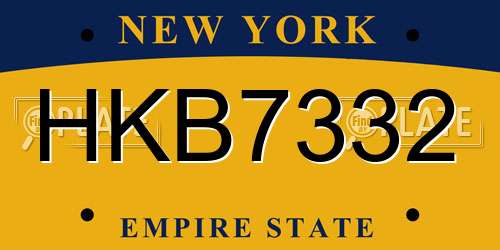 HKB7332 New York License Plate