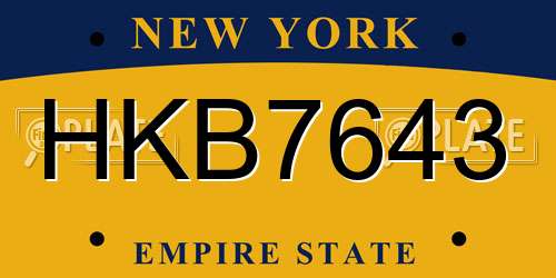 HKB7643 New York License Plate
