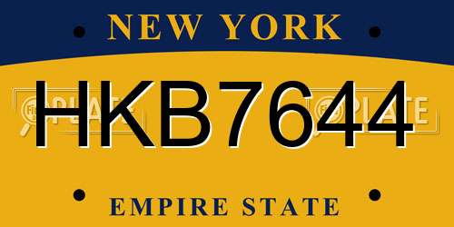 HKB7644 New York License Plate