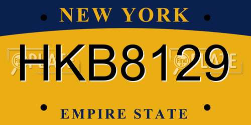 HKB8129 New York License Plate