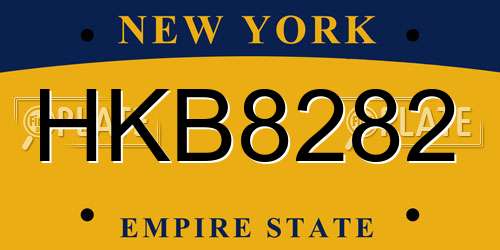 HKB8282 New York License Plate