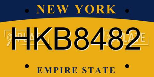 HKB8482 New York License Plate