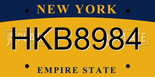 HKB8984 New York License Plate