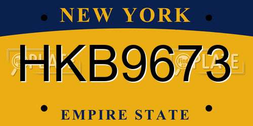 HKB9673 New York License Plate