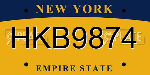 HKB9874 New York License Plate