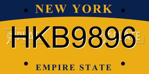 HKB9896 New York License Plate