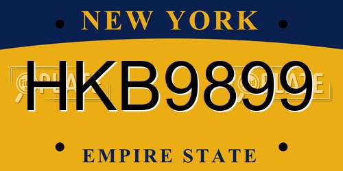 HKB9899 New York License Plate