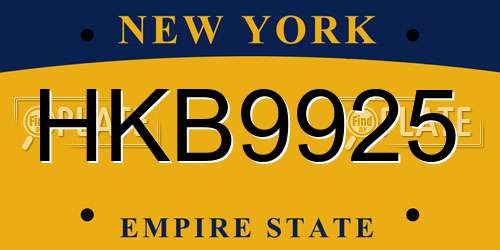 HKB9925 New York License Plate