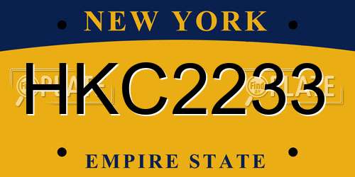 HKC2233 New York License Plate