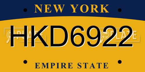HKD6922 New York License Plate