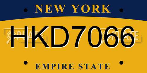 HKD7066 New York License Plate