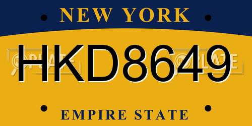HKD8649 New York License Plate