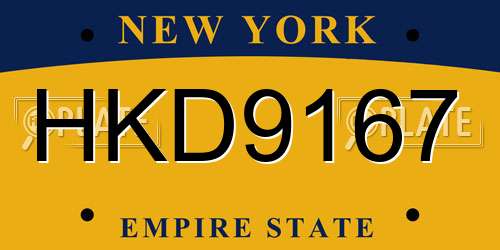 HKD9167 New York License Plate