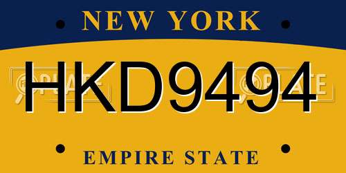 HKD9494 New York License Plate