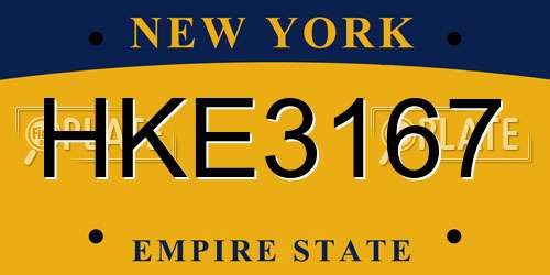 HKE3167 New York License Plate