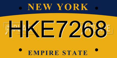 HKE7268 New York License Plate