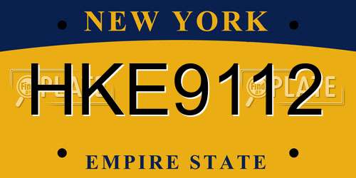 HKE9112 New York License Plate