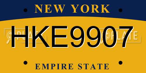 HKE9907 New York License Plate
