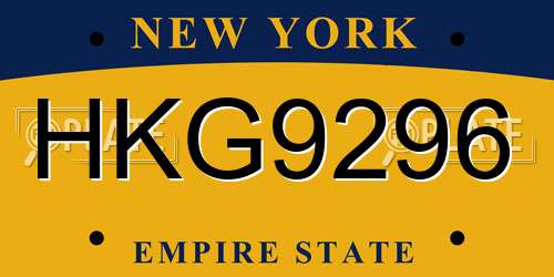 HKG9296 New York License Plate