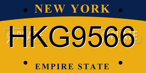 HKG9566 New York License Plate
