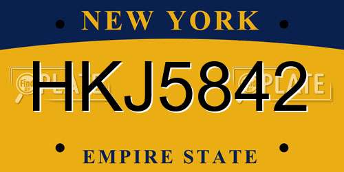 HKJ5842 New York License Plate