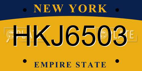 HKJ6503 New York License Plate