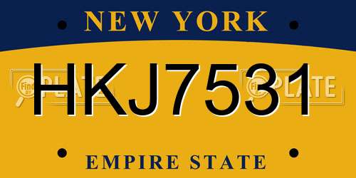 HKJ7531 New York License Plate