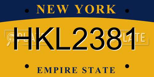 HKL2381 New York License Plate
