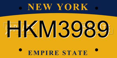 HKM3989 New York License Plate