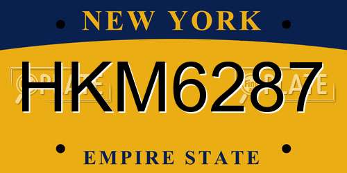HKM6287 New York License Plate