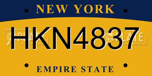 HKN4837 New York License Plate