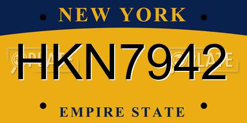 HKN7942 New York License Plate